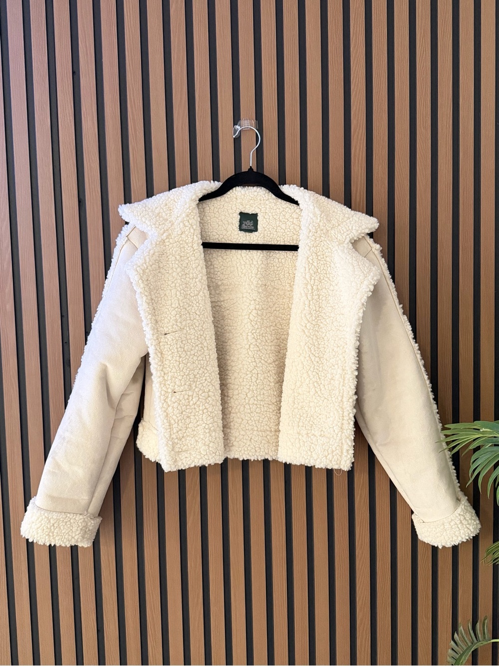 wild fable Cream Sherpa Faux Suede Cropped Jacket